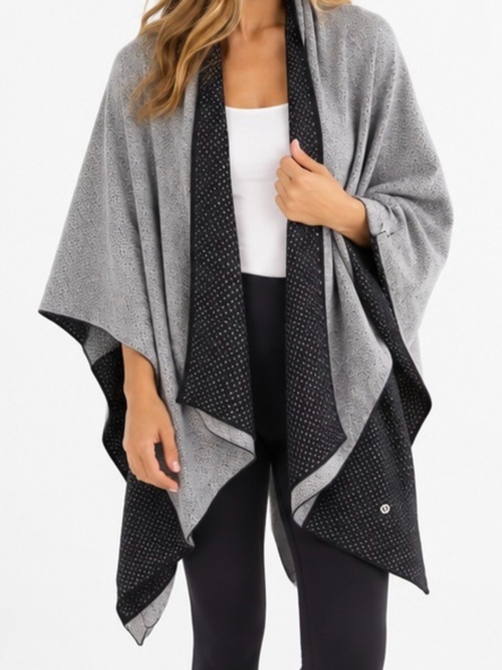 Lululemon Mandala Wrap Reversible Black Heathered Grey Shawl